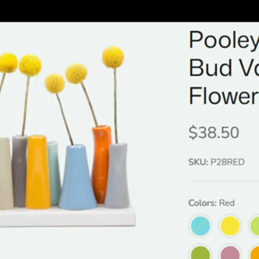 Chive Pooley ceramic bud free stand vase featuring 8 colorful tubes 7.5x3x4.5